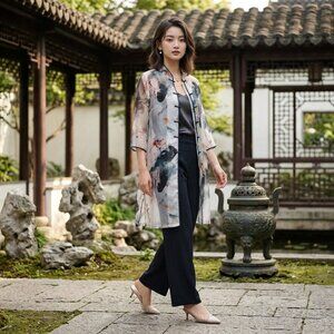 Two in One Layered Silk Oversized Shrit Coat